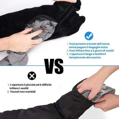 Cuscino da Viaggio 2 in 1 – Comfort + Spazio Extra