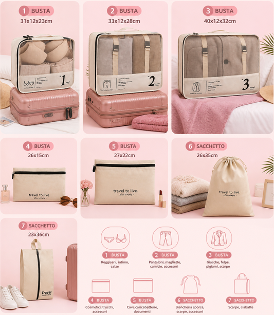Organizzatori per Valigia - 7 pezzi